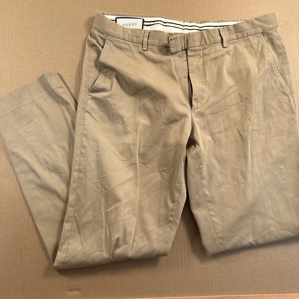 Gucci Men's Khaki Cotton Stretch Formal Pant Size 50R (34-35) 451107‎ Z43682840